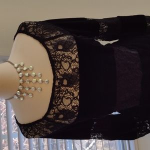 Laundry by Shelli Segal Black Velvet & Lace Dress